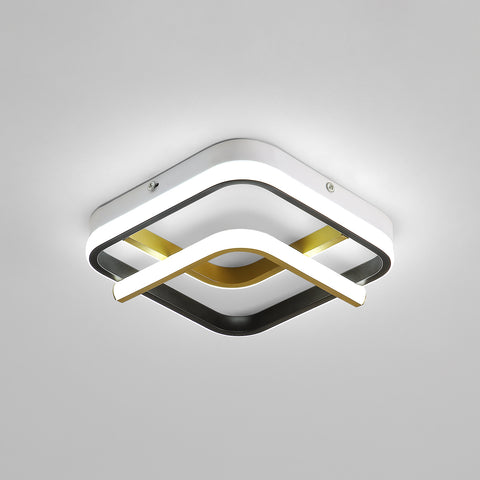 Plafoniera moderna a LED 23W Plafoniera quadrata 6000K (luce bianca fredda), lampada da soffitto in acrilico adatta per bagno, cucina, soggiorno, camera da letto (oro nero)