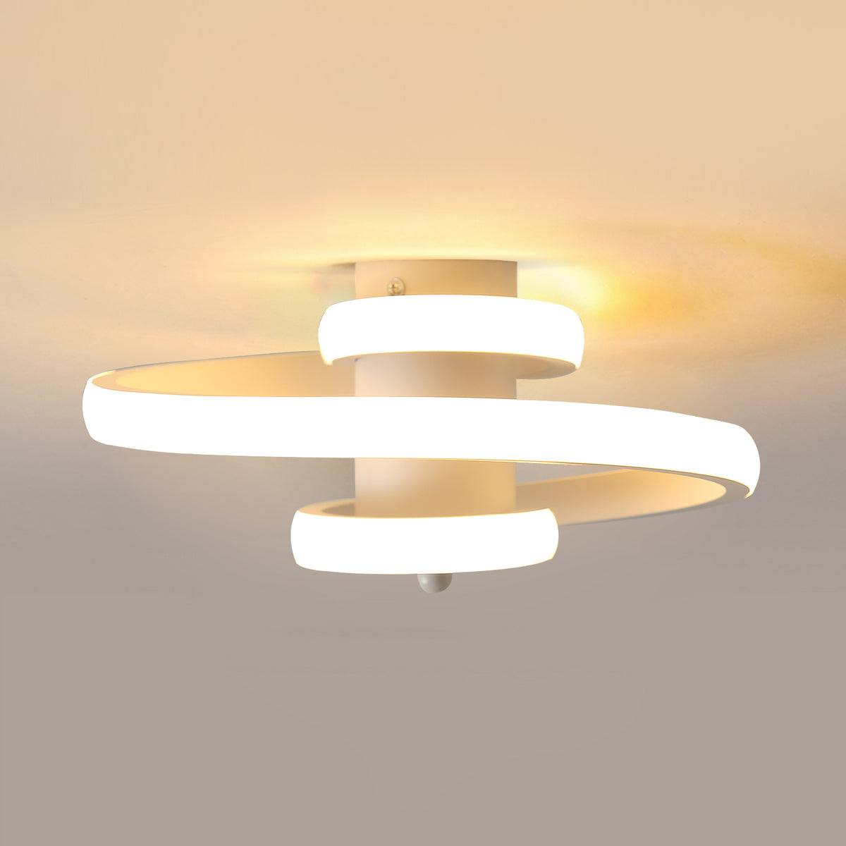 Plafoniera moderna a LED, lampadario di design a forma di nastro a spirale semplice da 24 W, illuminazione a soffitto a luce bianca calda 3500 K per soggiorno, camera da letto, sala da pranzo, corridoio (Bianco). 