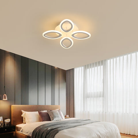 Moderna plafoniera a LED dimmerabile da 40 W, lampada da soffitto a forma di fiore, lampadario a petalo in metallo acrilico con telecomando, adatta per camere da letto, scale, corridoi, balconi, corridoi (4 luci) 