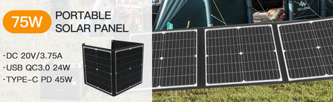 20V 75W pieghevole pannello solare portatile a ricarica rapida caricabatteria solare banca di potere per il telefono camper orologi da esterno DC + USB