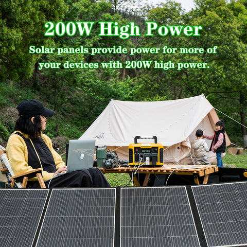 Pannello solare da 200 W - Alimentazione monocristallina, uscita CC 20 V/10 A o 39 V/5,12 A, 3 strati