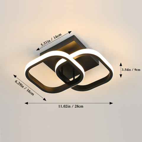 Moderna plafoniera a LED a 3 toni, design quadrato nero in alluminio e ferro, plafoniera per soggiorno, camera da letto, cucina, bagno