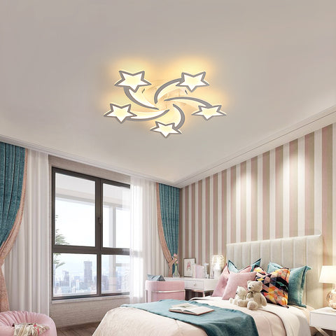Moderna plafoniera a LED dimmerabile, lampada da soffitto a forma di stella a 5 teste da 50 W, plafoniera in metallo acrilico con telecomando, per camera da letto, soggiorno, sala da pranzo, cameretta dei bambini 