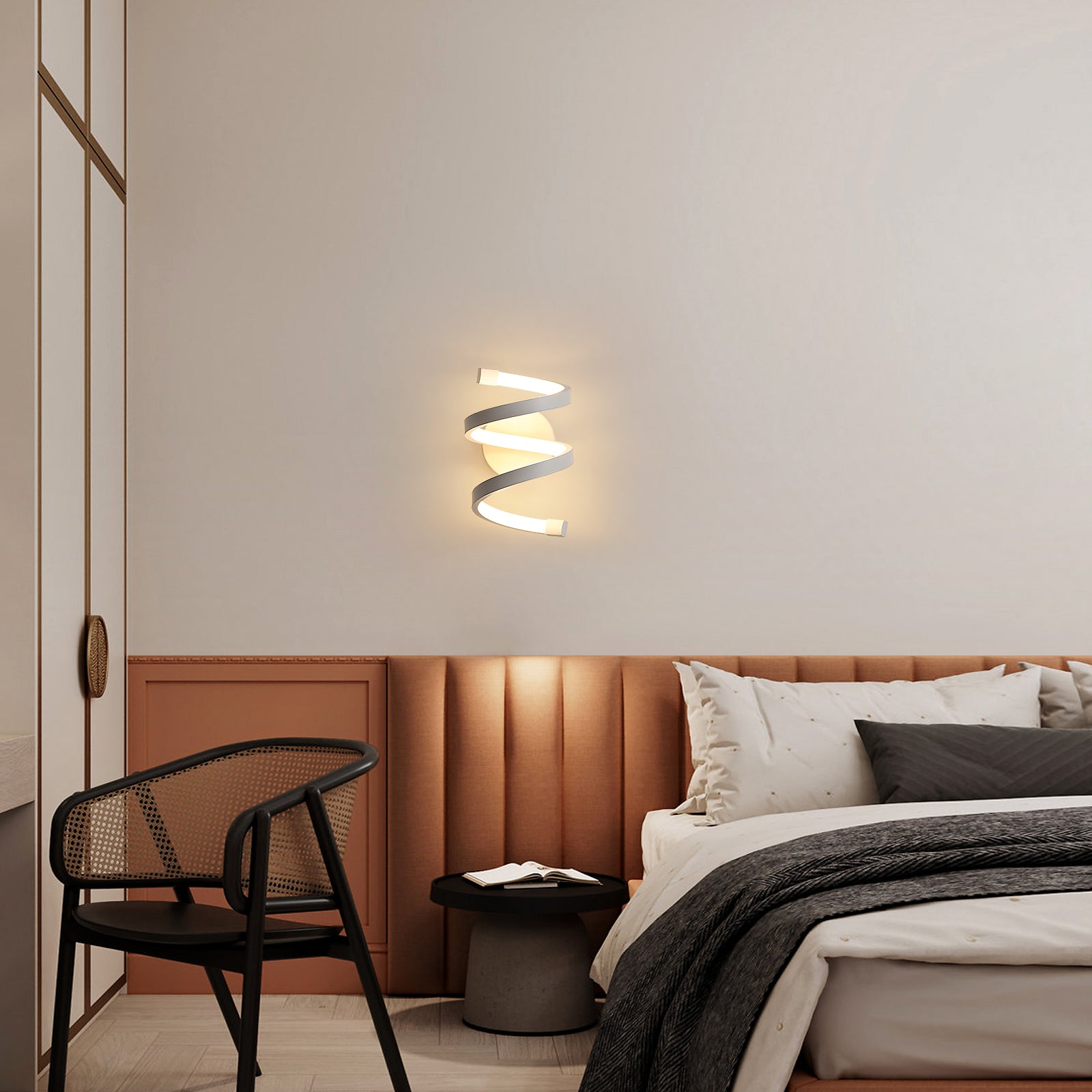 Applique Murale LED Interieur, Lampe Murale 19W spirale blanche