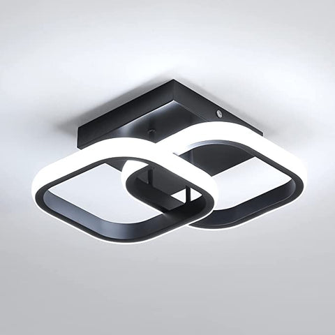 Moderna plafoniera a LED a 3 toni, design quadrato nero in alluminio e ferro, plafoniera per soggiorno, camera da letto, cucina, bagno
