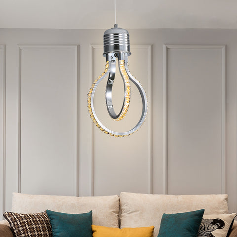 Lampadario moderno, plafoniera a LED in cristallo da 21 W e 3000 K, lampada a sospensione in alluminio per camera da letto, cucina, sala da pranzo, bancone bar, corridoio, sala espositiva, altezza regolabile.