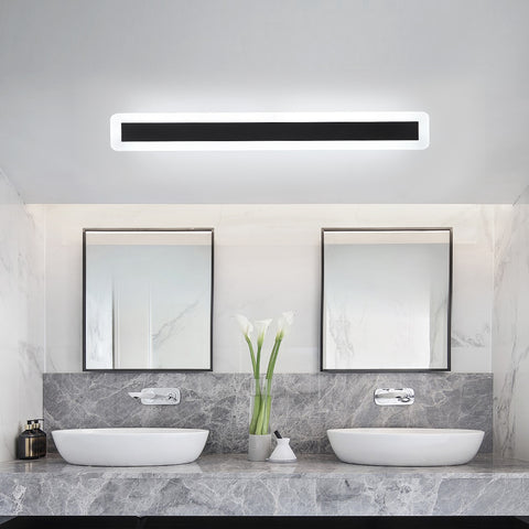 Lampada da parete a LED, lampada da parete moderna 22W 6000K, lampada a LED nera in alluminio da 60 cm, lampada da parete decorativa per soggiorno camera da letto (luce bianca fredda)