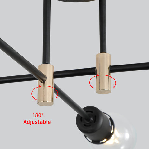 Lampadario moderno Sputnik, lampada a sospensione industriale a 4 luci, plafoniera con montaggio a semi-incasso E27 per sala da pranzo, soggiorno, cucina, ufficio, bar, ristorante (lampadina non inclusa)