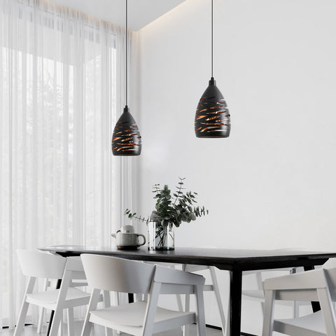 Moderna lampada a sospensione a LED, lampadario industriale intagliato cavo, lampada da soffitto a sospensione in gabbia di metallo, paralume nero, lampada E27 per soggiorno, cucina, corridoio, ristorante, loft, caffetteria, bar 