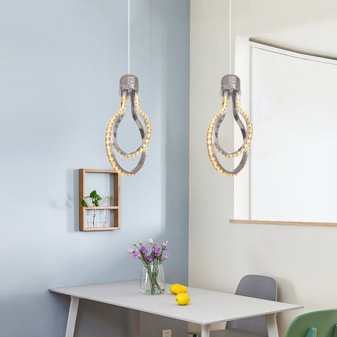 Lampadario moderno, plafoniera a LED in cristallo da 21 W e 3000 K, lampada a sospensione in alluminio per camera da letto, cucina, sala da pranzo, bancone bar, corridoio, sala espositiva, altezza regolabile.