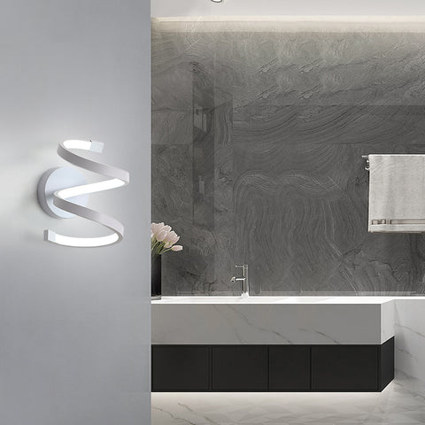 Applique a LED a spirale, moderna lampada da parete da 18 W, bianco freddo 6500 K, per camera da letto, ufficio, corridoio