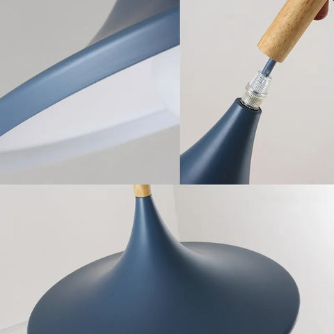 Lampada a sospensione Lampadario in legno Base E27 per soggiorno Camera da letto Sala da pranzo Ufficio Bar Caffetteria Blu