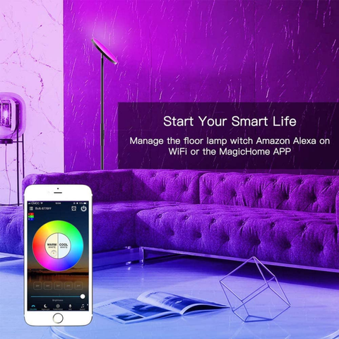 Lampada da terra a LED dimmerabile 24W/2000LM Lampada da terra WiFi RGB Lampada ad angolo Lampada APP Lampade da terra con telecomando per soggiorno, camera da letto, ufficio, compatibile con dispositivi Smart Home