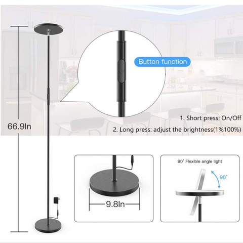 Lampada da terra a LED dimmerabile 24W/2000LM Lampada da terra WiFi RGB Lampada ad angolo Lampada APP Lampade da terra con telecomando per soggiorno, camera da letto, ufficio, compatibile con dispositivi Smart Home