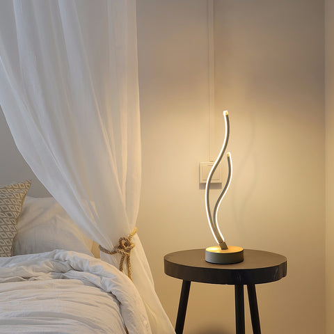 Lampada da tavolo a LED Lampada da tavolo minimalista in acrilico, Lampada da tavolo di design a LED in metallo Camera da letto ondulata Illuminazione soffusa ILLUMINAZIONE Occhio