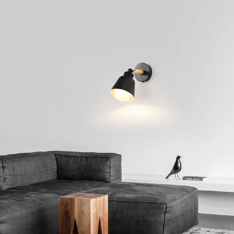 Lampade da parete per interni retrò, lampada da parete industriale vintage E27, faretti da parete in metallo e legno per camera da letto, balcone, corridoio, cucina, scale (nero)