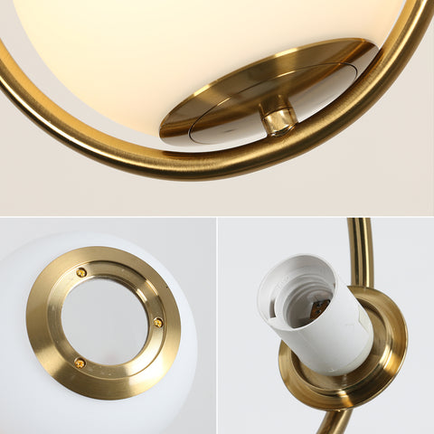 Lampadario da comodino minimalista, design lineare, lampadario in metallo, globo di vetro unico, piccolo lampadario sospeso, lampadario a lancio lungo senza lampadine