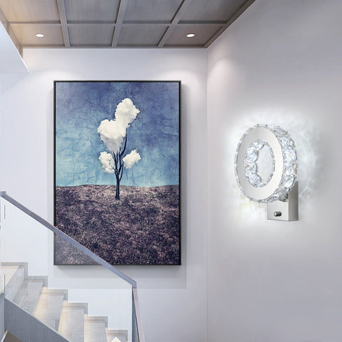 Applique da parete a LED per interni, lampada da parete in cristallo, luce bianca fredda 9W 6000K, design moderno, lampada da parete decorativa per soggiorno, camera da letto, corridoio, bagno, 24x20x10CM