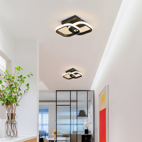 Moderna plafoniera a LED a 3 toni, design quadrato nero in alluminio e ferro, plafoniera per soggiorno, camera da letto, cucina, bagno