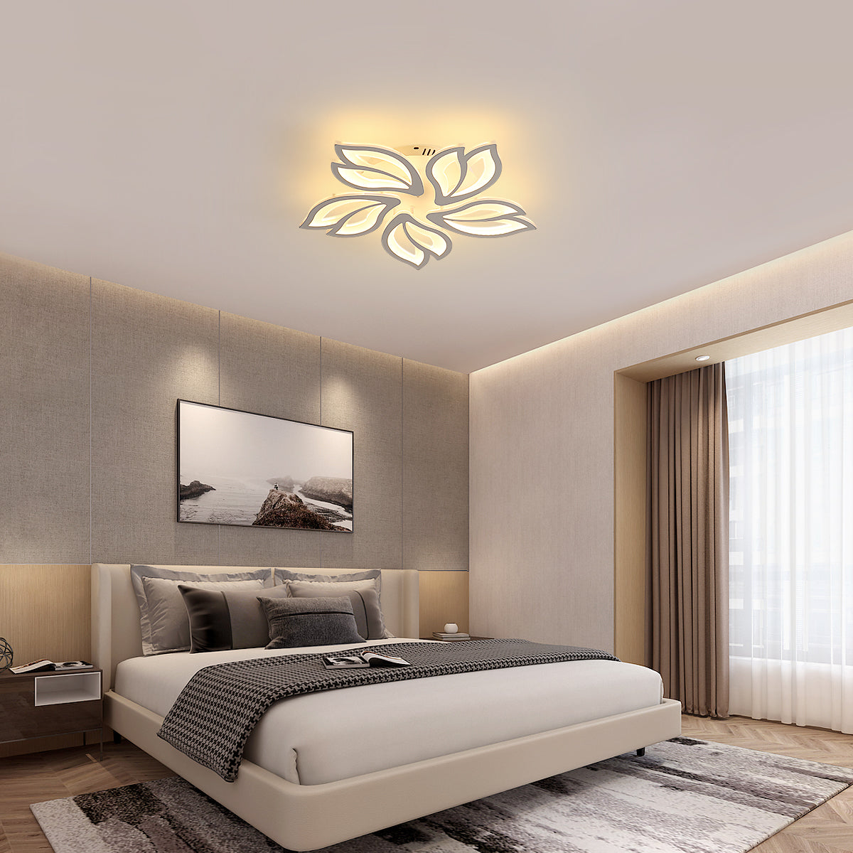 Plafonnier LED Dimmable, Creative Fleur de Forme Lampe de Plafond Moderne Lustres LED