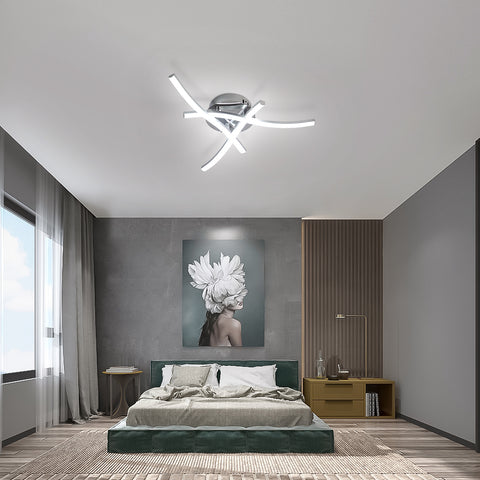 Plafoniera a LED dimmerabile, plafoniera con telecomando, lampadario dal design moderno ondulato da 18 W per corridoio camera da letto soggiorno