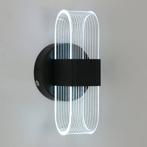 Lampada da parete a LED, lampada da parete moderna a LED dimmerabile, lampada da parete per interni in acrilico ovale nero da 10 W per il corridoio del comodino della camera da letto, 3000-6500K