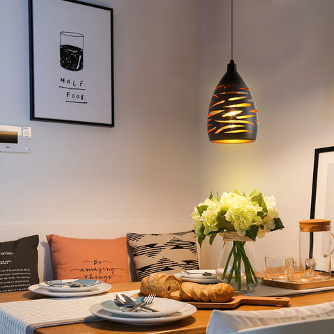 Moderna lampada a sospensione a LED, lampadario industriale intagliato cavo, lampada da soffitto a sospensione in gabbia di metallo, paralume nero, lampada E27 per soggiorno, cucina, corridoio, ristorante, loft, caffetteria, bar 