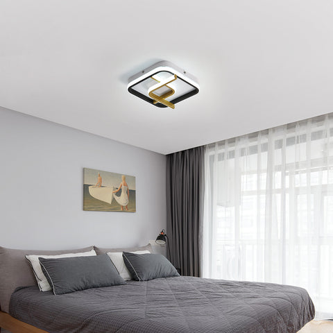 Plafoniera moderna a LED 23W Plafoniera quadrata 6000K (luce bianca fredda), lampada da soffitto in acrilico adatta per bagno, cucina, soggiorno, camera da letto (oro nero)