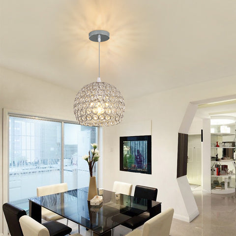 Lampadario moderno in cristallo Lampadario moderno Lampada a sospensione E27 Lampada a sospensione cromata con cavo regolabile da 120 cm Adatto per cucina, camera da letto, ufficio, soggiorno (lampadina non inclusa)