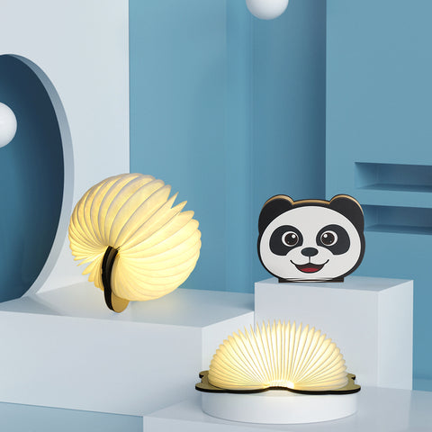 Goeco Lampada da libro pieghevole a LED, luci notturne a forma di panda multicolore, lampada pieghevole pieghevole ricaricabile tramite USB