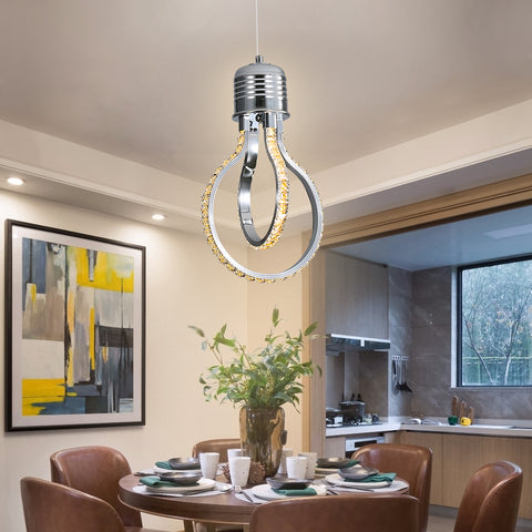 Lampadario moderno, plafoniera a LED in cristallo da 21 W e 3000 K, lampada a sospensione in alluminio per camera da letto, cucina, sala da pranzo, bancone bar, corridoio, sala espositiva, altezza regolabile.