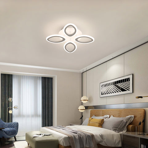 Moderna plafoniera a LED dimmerabile da 40 W, lampada da soffitto a forma di fiore, lampadario a petalo in metallo acrilico con telecomando, adatta per camere da letto, scale, corridoi, balconi, corridoi (4 luci) 