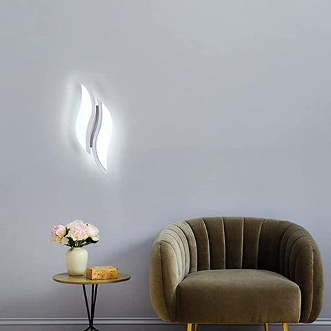 Applique da parete a LED per interni, moderna lampada da parete 20W 2300LM, lampada da parete in acrilico per soggiorno, camera da letto, scale, luce bianca fredda 6500K, colore bianco