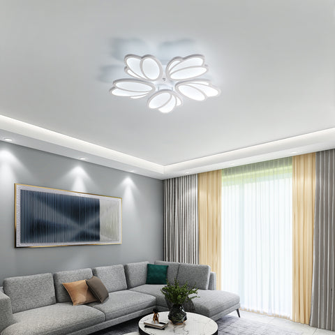 Plafoniera a LED, moderna lampada da soffitto a LED Petal, lampada a sospensione bianca 60W 5600LM, luce bianca 6000K, plafoniera a LED per soggiorno, cucina, camera da letto, sala da pranzo, Ø63cm 