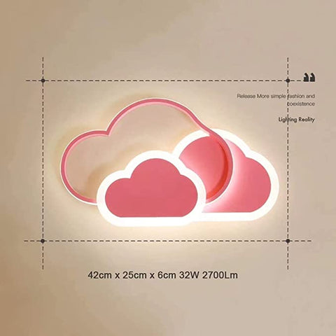 Plafoniera a LED, lampada da soffitto Creative Cloud, 32W 2700lm 42cm, con telecomando dimmerabile 3000K, plafoniera moderna rosa da parete per soggiorno, corridoio e cameretta dei bambini