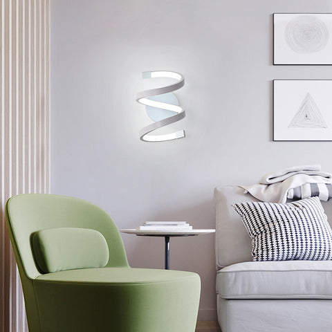 Applique a LED a spirale, moderna lampada da parete da 18 W, bianco freddo 6500 K, per camera da letto, ufficio, corridoio