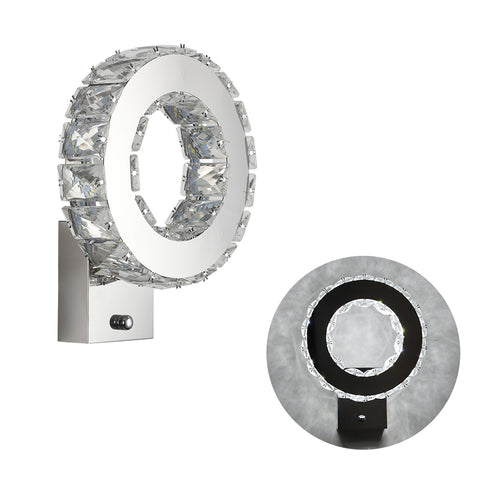 Applique da parete a LED per interni, lampada da parete in cristallo, luce bianca fredda 9W 6000K, design moderno, lampada da parete decorativa per soggiorno, camera da letto, corridoio, bagno, 24x20x10CM