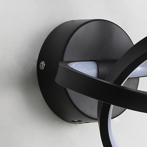 Applique da parete per interni, lampade da parete a LED da 19 W dal design curvo, moderna lampada da parete in acrilico per camera da letto, soggiorno, hotel, scale, corridoio, colore nero, luce bianca fredda