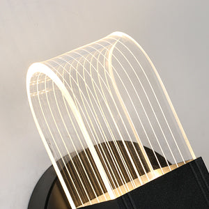 Lampada da parete a LED, lampada da parete moderna a LED dimmerabile, lampada da parete per interni in acrilico ovale nero da 10 W per il corridoio del comodino della camera da letto, 3000-6500K