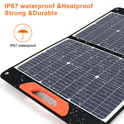 Pannello solare portatile pieghevole da 75 W 3 porte DC/PD 45 W/QC3.0/USB compatibile con la maggior parte dei generatori solari portatili/centrali elettriche/telefoni/laptop per viaggi/campeggio/camper