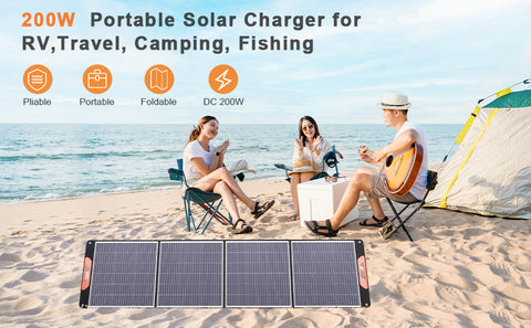 Kit pannello solare pieghevole portatile monocristallino da 200 W con 1 porta USB per esterno