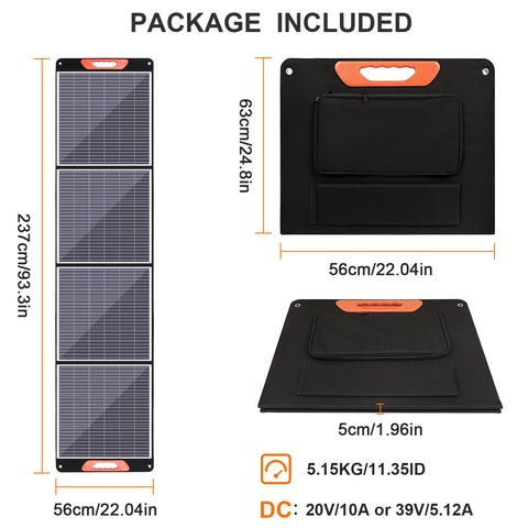 Kit pannello solare pieghevole portatile monocristallino da 200 W con 1 porta USB per esterno