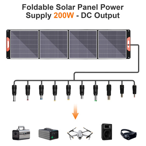 Kit pannello solare pieghevole portatile monocristallino da 200 W con 1 porta USB per esterno