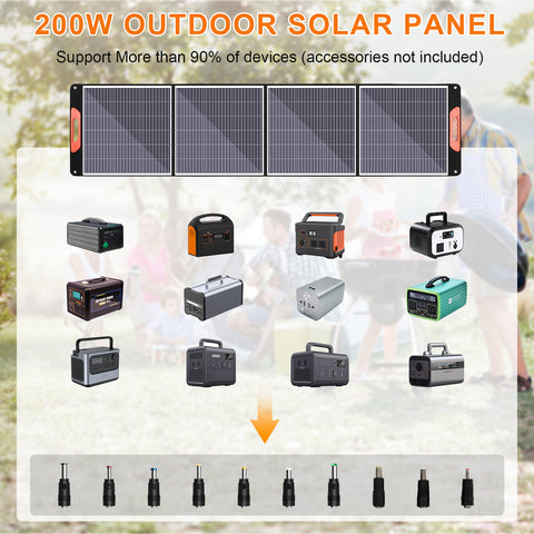 Kit pannello solare pieghevole portatile monocristallino da 200 W con 1 porta USB per esterno