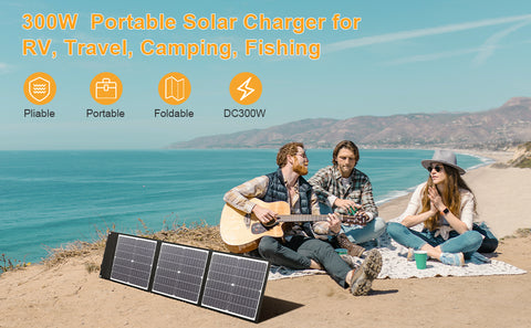 Pannello solare MonocBN efficiente pieghevole da 75 W, borsa pieghevole da viaggio per caricatore esterno con 3 pannelli solari DC/USB/TYPE-C