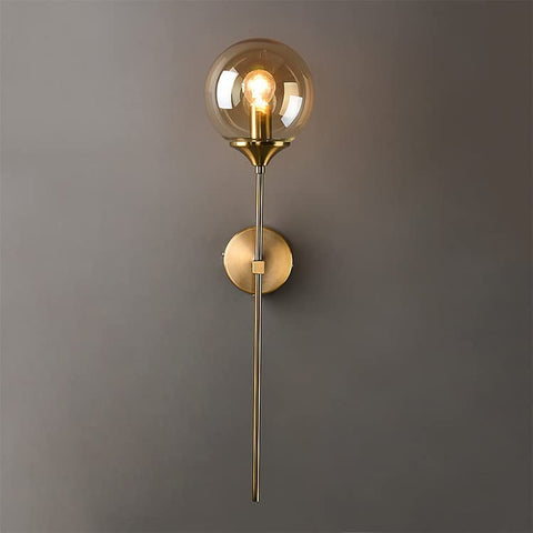 Lampada da parete moderna nordica in vetro E14 Lampada da parete a sfondo LED oro per cucina Bagno Apparecchio di illuminazione per interni Decorazioni per la casa (Ambra)