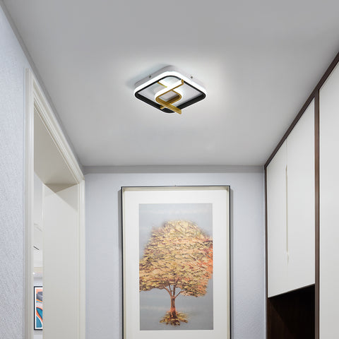 Plafoniera moderna a LED 23W Plafoniera quadrata 6000K (luce bianca fredda), lampada da soffitto in acrilico adatta per bagno, cucina, soggiorno, camera da letto (oro nero)