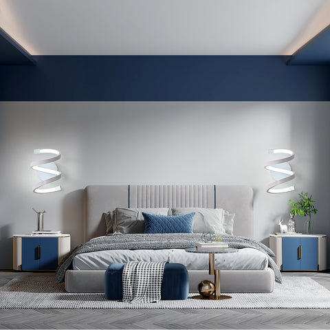 Applique a LED a spirale, moderna lampada da parete da 18 W, bianco freddo 6500 K, per camera da letto, ufficio, corridoio