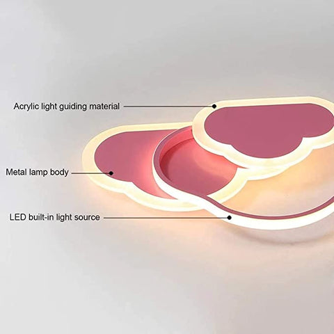 Plafoniera a LED, lampada da soffitto Creative Cloud, 32W 2700lm 42cm, con telecomando dimmerabile 3000K, plafoniera moderna rosa da parete per soggiorno, corridoio e cameretta dei bambini