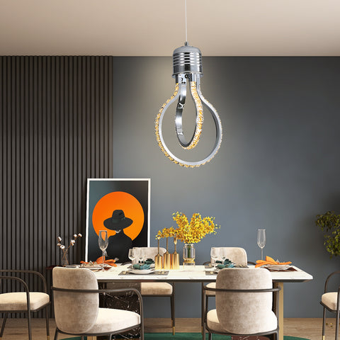 Lampadario moderno, plafoniera a LED in cristallo da 21 W e 3000 K, lampada a sospensione in alluminio per camera da letto, cucina, sala da pranzo, bancone bar, corridoio, sala espositiva, altezza regolabile.